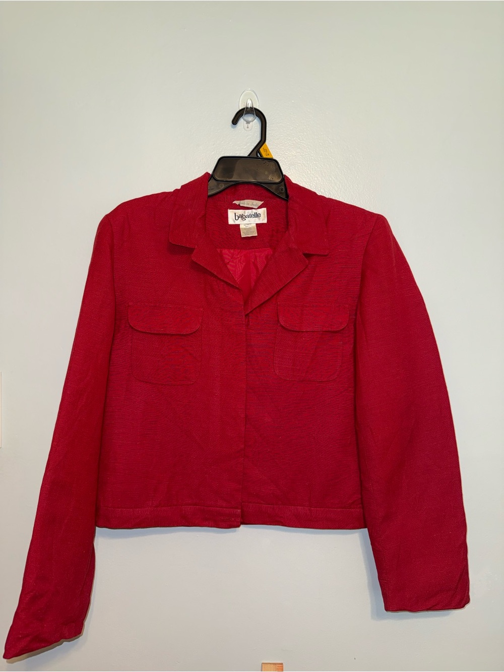 Vtg Bagatelle Women's Red Cropped Blazer Jacket